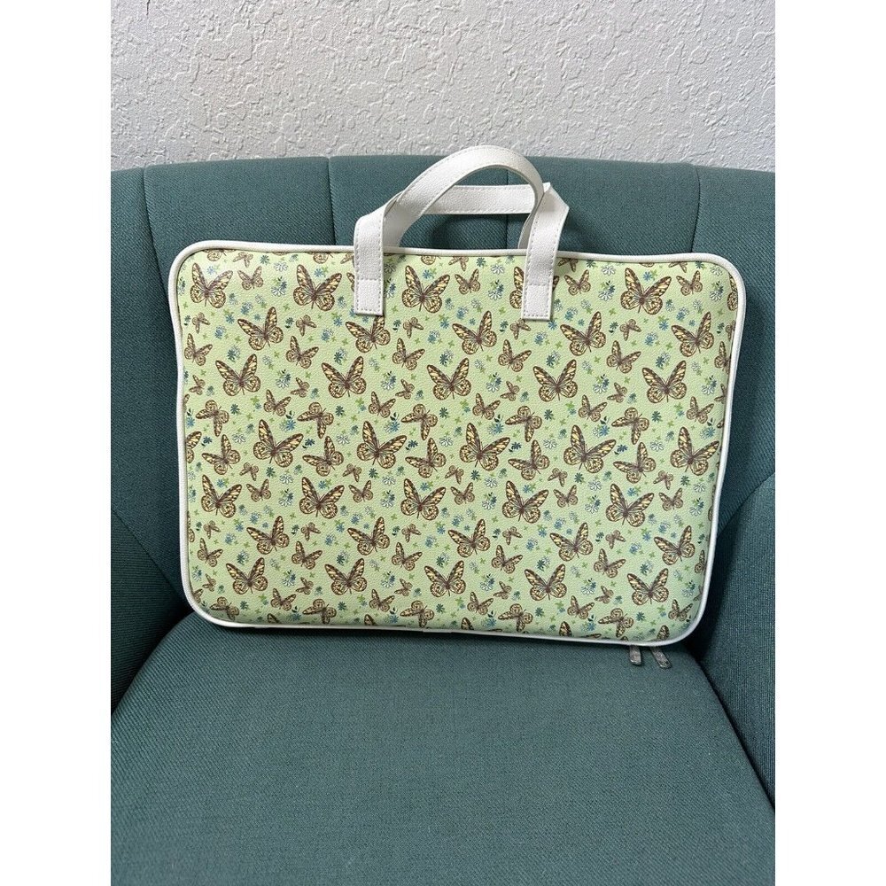NEW WILDFLOWER‎ SAGE BUTTERFLY LAPTOP CASE BAG MINT GREEN PRINTED NWOT